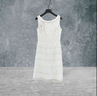 二手 IRIS 白色 復古領圍黑色波點雪紡質感蛋糕裙 無袖 洋裝 VA430 ﹝凡賽蘇﹞