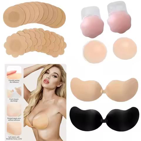 1 Piece Invisible Strapless Backless Push up Bra, Sticky Push up Strapless Bras for Women