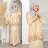 Set Raya 2025 Baju Kurung Khayla Moden Berlcae Wanita Fesyen - Pearl Skin - Eldriana Collection