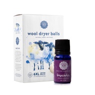 Wool Dryer Balls Organic: 6 XL Laundry Balls for Dryer + 10 ml Lavender Essential Oil Combo for use 