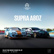 Time Micro 1:64 Toyota Supra A80Z Gulf/HKS Diecast Model Car Metal Chassis Acrylic Display Collectio