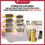 PORSCHE CAYMAN  981 982 718 GTS EBC YELLOW STAFF 8PCS FRONT AND REAR BRAKE PAD USED LIKE NEW