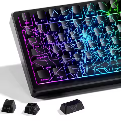 XVX Spider Web Version Pattern Shine Through OEM Profile IMD-Tech Keycap Set Black Keycaps(only keyc