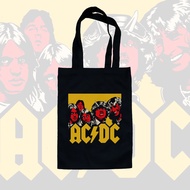 Black Canvas Tote Bag - Ac Dc