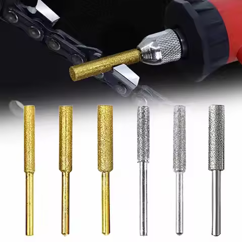 6cs Coated Cylindrical Burr Chainsaw Ener Grinder Chain Saw Grinding Sharpener Stone File Carving Gr
