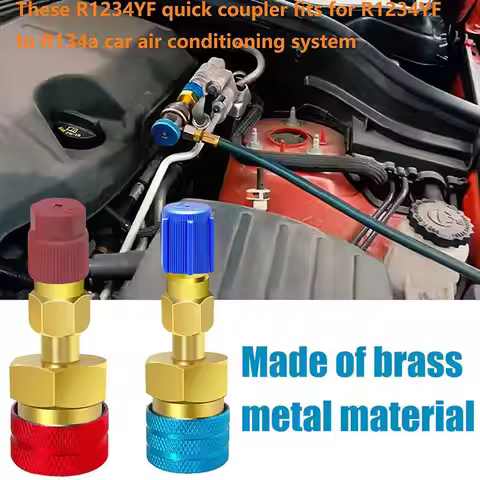 2Pcs R1234YF High/Low Side Quick Couplers Adapter Kit, R1234YF To R134A Conversion Connectors, for A