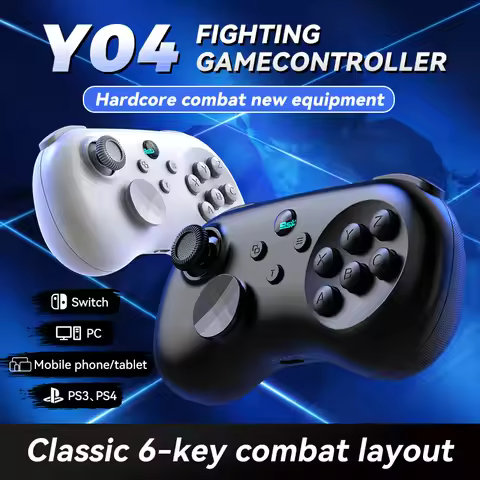 BSP-Y04 Fighting Game Controller 6-Key Layout Hall Effect Joystick for Switch/PC/PS4 Fighting Games