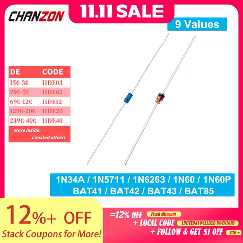 1N34A 1N5711 1N6263 1N60 1N60P BAT41 BAT42 BAT43 BAT85 Small Signal Schottky Barrier Diode Axial DO-