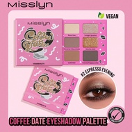 MISSLYN- แพลตตินั่ม อายแชโดว์ Coffee Date, พาเลตอายแชโดว์ 6 สี แบบชิมเมอร์และแมท, สีน้ำตาลอุ่น, ตาคว