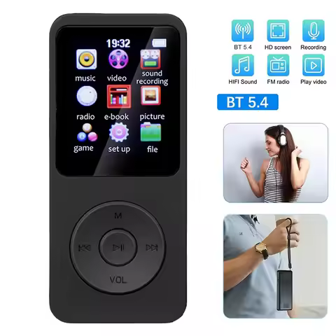 MP3 Bluetooth 5.4 Music Stereo Player Support E-Book Recording FM Radio For Student Sport Walkmen Sp