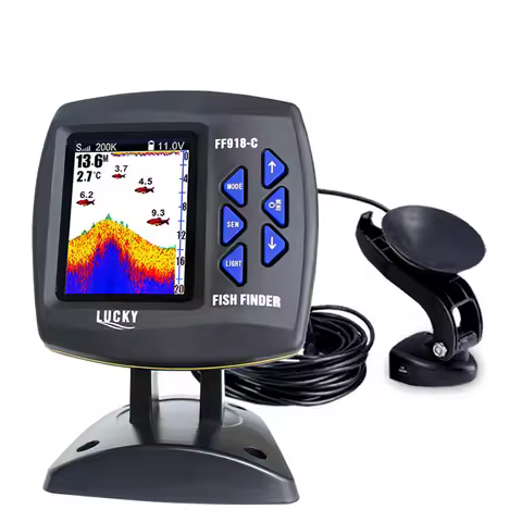 FF918-C100DS Color Screen Wired Fish Finder Dual Frequency 328ft/100m Water Depth Boat Fish Finder