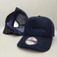 Topi Trucker Jaring Pria Distro Hat Cowok Logo Bordir 3Second Timbul /