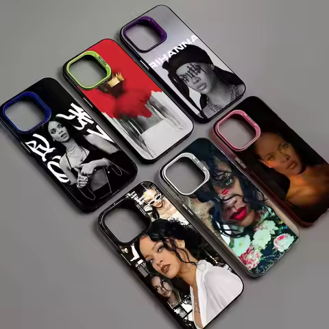 R-Rihanna Popular Singer Star For iphone 15 14 13 Plus 17 16 12 11 Pro Max Matte Colored Silver Luxu