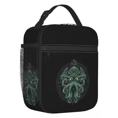 Great Cthulhu Insulated Lunch Bags for Women Horror Movie Lovecraft Portable Thermal Cooler Bento Bo