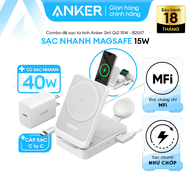 Đế sạc từ tính Anker MagGo 3in1 - Đạt chuẩn Qi2 sạc nhanh không dây 15W - Gấp gọn tiện lợi - Kèm củ