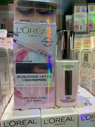 Loreal Paris Glycolic Bright Dark circle Eye serum 20ml Aplikator boba