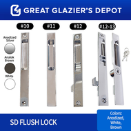 SD Flush Lock #10 #11 #12 #12-13 Anodized Brown White for SD Aluminum Sliding Door or Window