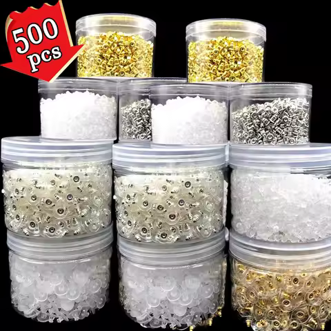 500pcs Ear Plug Box Clear Silicone Rubber Alloy Earring Clasp Earrings Accessories Kit DIY Jewelry M