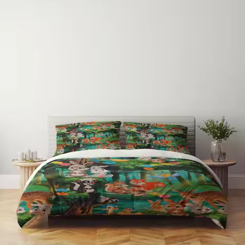 Bambi Mushroom Adventure Kids Duvet/Doona Cover Set Single Twin Double Queen King Cal King Size Bed 