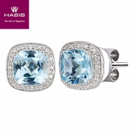 HABIB Blue Topaz Cushion Diamond Earring