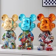 ZQFM DJ Bear Statues Decorations Electroplating Resin Piggy Bank Sculpture Home Decoration Living Ro