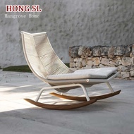 Support customization Lazy Rattan Household Lunch Break Chair Outdoor Single Sofa Braided Rope Leisure Recliner Garden Balcony Tables and Chairs Rocking Chair