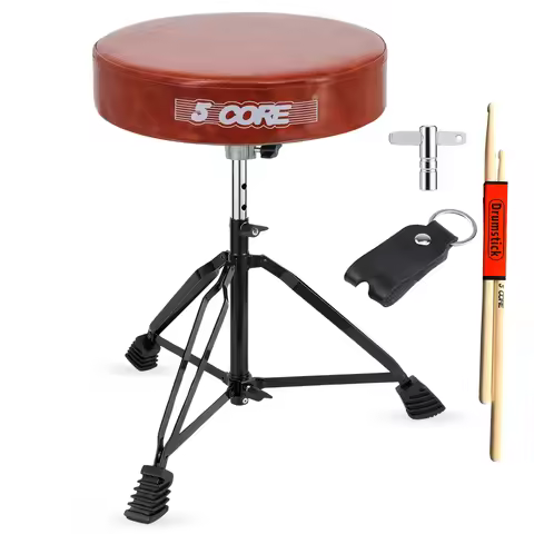 5 Core Drum Throne Padded Guitar Stool Adjustable Drummer Seat for Adults & Kids DS BLKCH CML BR