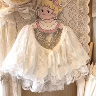 洛丽塔蕾丝披肩百搭外套新款甜美假领开衫双层森系文艺复古披肩女This Thin Knitted, Hollowed-out Tassel Shawl for Spring and Summer Is 