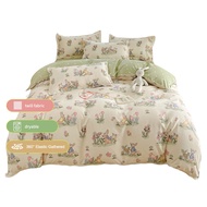 SunnySunny 4 in 1 fitted Bedding Set Bedcover Bedsheet pillowcase Single Queen King Bed sheet Set