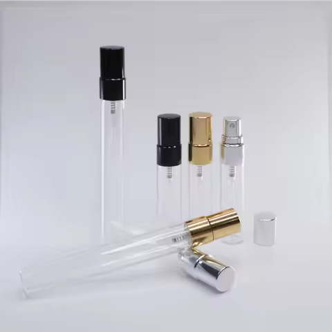 5ml 10ml 10pcs clear glass perfume bottle refillable Portable dispenser spray bottle Metal atomizer 