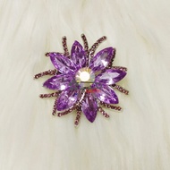 Flower Clematis Austria Crystal Brooch/Kerongsang Tudung Bunga Clematis Kristal Austria