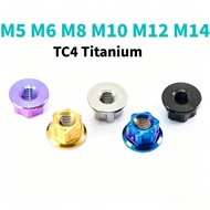 M5 M6 M8 M10 M12 M14 TC4 Titanium Nuts Hex Hexagon Flange Rear Axle Nut for Bike Electric Motorcycle