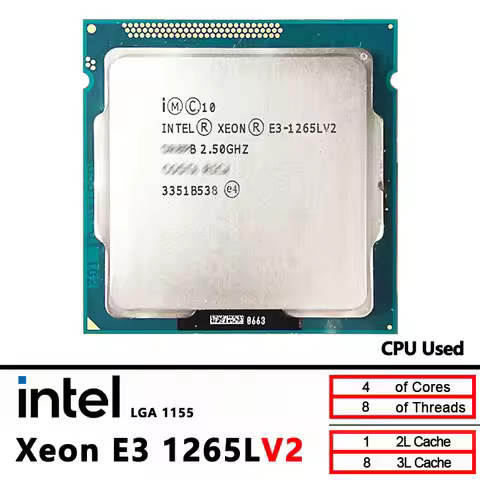 Intel Xeon E3-1265LV2 Used E3 1265L V2 2.5 GHz Quad-Core Eight-Core 45W CPU Processor LGA 1155