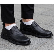 Leon Hector Men's Black Leather Slip-On Formal Loafers for Office Work Anti-Slip Original
