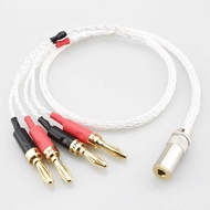 16-Core Silver-Plated Audio Cable 4.4mm Balanced Female to Banana Hair Fever Power Amplifier Direct 