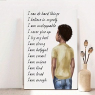Framed Inspirational Black Boy Joy Canvas Wall Art, Motivational Quotes Poster For Bedroom, Living R