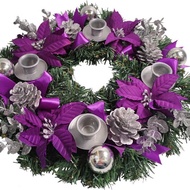 Purple Ribbon Christmas Arrival Garland Candlestick Church Decorations