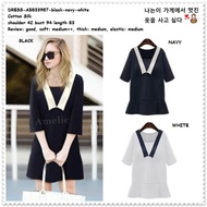 Mini Dress Casual Wanita Korea Import AB833987 Black Hitam Putih Biru