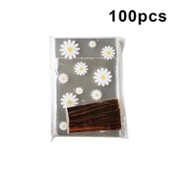 100pcs Kantong Plastik Cupcake Bening Daisy Flower Candy Cookie Bag Biscuit Treat Bag
