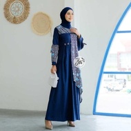 Gamis Batik Kombinasi Polos Terbaru Baju Batik Gamis Wanita Modern