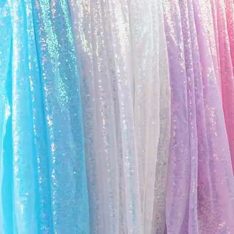 3mm Illusion Small Sequin Embroidered Fabric Stage Evening Dress Embroidered Fabric Background Table