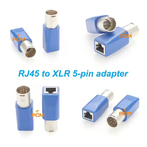 RJ45 to XLR 5pin 5 Pin plug Cat5e 8P8C Connector Converter DMX over Ethernet Cable Breakout Adapter 