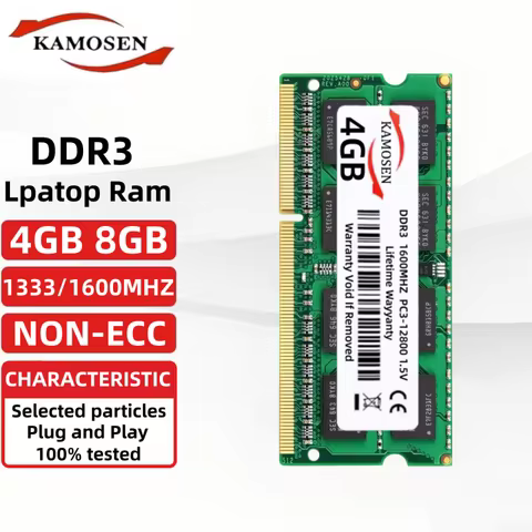 DDR3 Laptop RAM 4GB 8GB 1333MHz 1600MHz PC3-10600 PC3-12800 SODIMM 1.5V 204PIN Non-ECC Notebook Memo