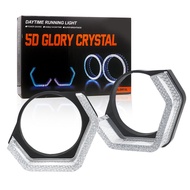 2.5" 3" 5D Crystal WRGB LED Angel Eyes Halo Rings Rectangular DRL Covers With Turn Signal Light App