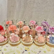 | 小夢境花藝 | 母親節花禮 日本永生花康乃馨 玫瑰 玻璃罩許願瓶