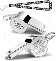Whistles With Lanyard, Coach Whistle, Football Gifts, Soccer Hockey Basketball Volleyball Baseball Coach Gifts for Men Women Teacher, Thank You Cheer Coach Gift, A Coach Will Impact More Young People