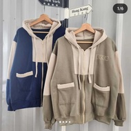 CODE L19J CCC COMBINATION ZIPPER WOMEN'S HOODIE OVERSIZE KOREAN STYLE WOMEN'S COMBINATION JACKET
