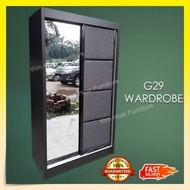 4ft Wardrobe with Sliding Door Mirror Kim Huat Furniture Wardrobe Almari Baju 4x6kaki