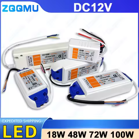 Transformer 220V AC DC to 12V Driver 12V LED Driver 8W 28W 48W 72W 100W AC V 220V to DC 12V Power Ad