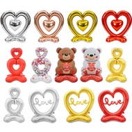 Hollow Love Bear Love You Base 4D Aluminum Film Standing Balloon Valentine's Day Decorative Balloon